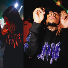 Load image into Gallery viewer, (Lux) Rhinestone 3D Design Hoodie (Red/Black)