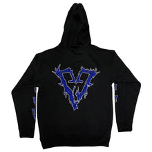 Load image into Gallery viewer, Rhinestone 3D Design Hoodie (Blue/Black)