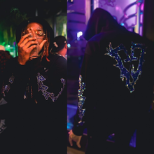 Load image into Gallery viewer, Rhinestone 3D Design Hoodie (Blue/Black)