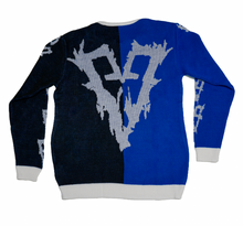Load image into Gallery viewer, Knit Split Flame Sweater (Blue/Black)
